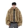 STREETRICH Pánské prošívané bundy Americký styl PU kůže Oboustranné Faux Fur Fleece Zesílené Jednobarevné Volné Pánské kabáty Trendy