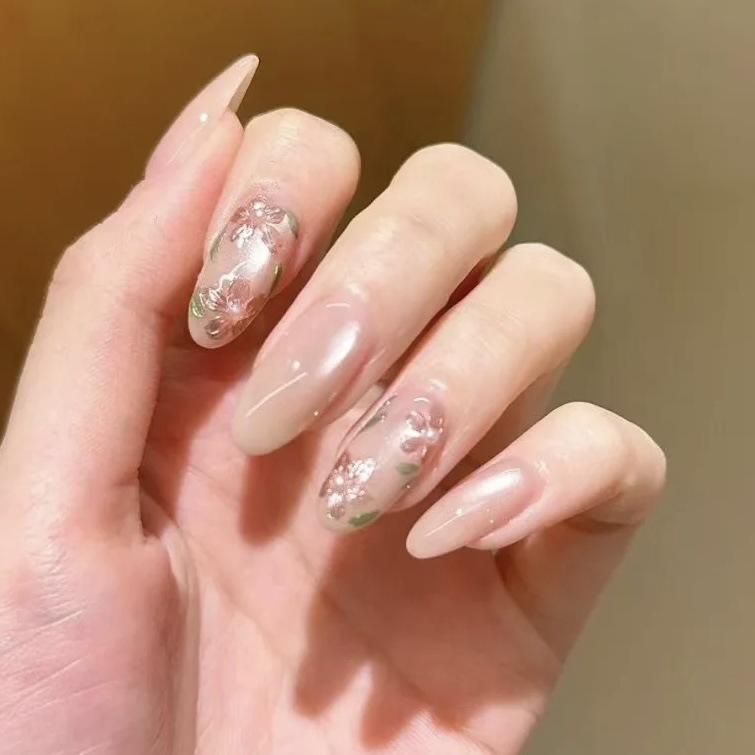 

Spring Fairy Long Wear Nails: Nude Pink with Glass Beads