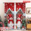 2D Flat Printing 2Pcs Christmas Curtains For Living Room House Red Snowman Printed Window Curtain Natural Drapes For Bedroom