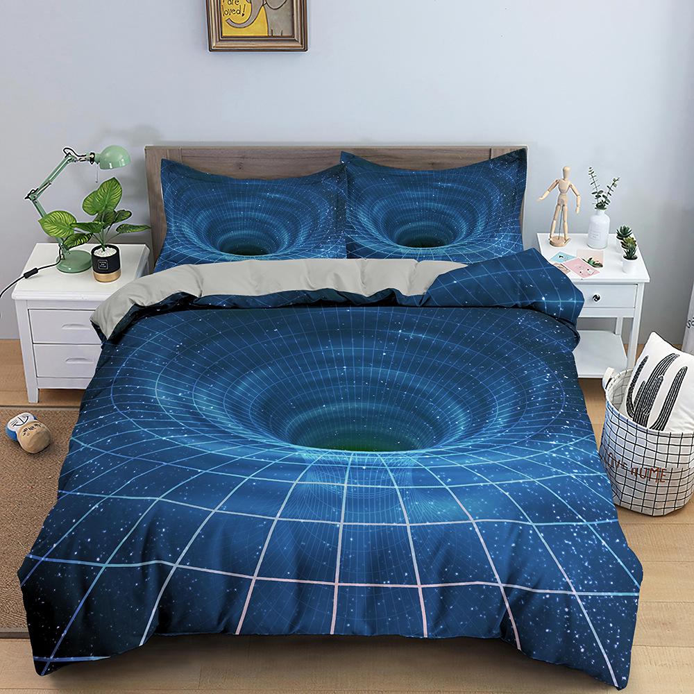 3D Psychedelic Geometric Duvet Cover Set - Digital Print Double Bed - Available In 3 or 4-Piece Sets