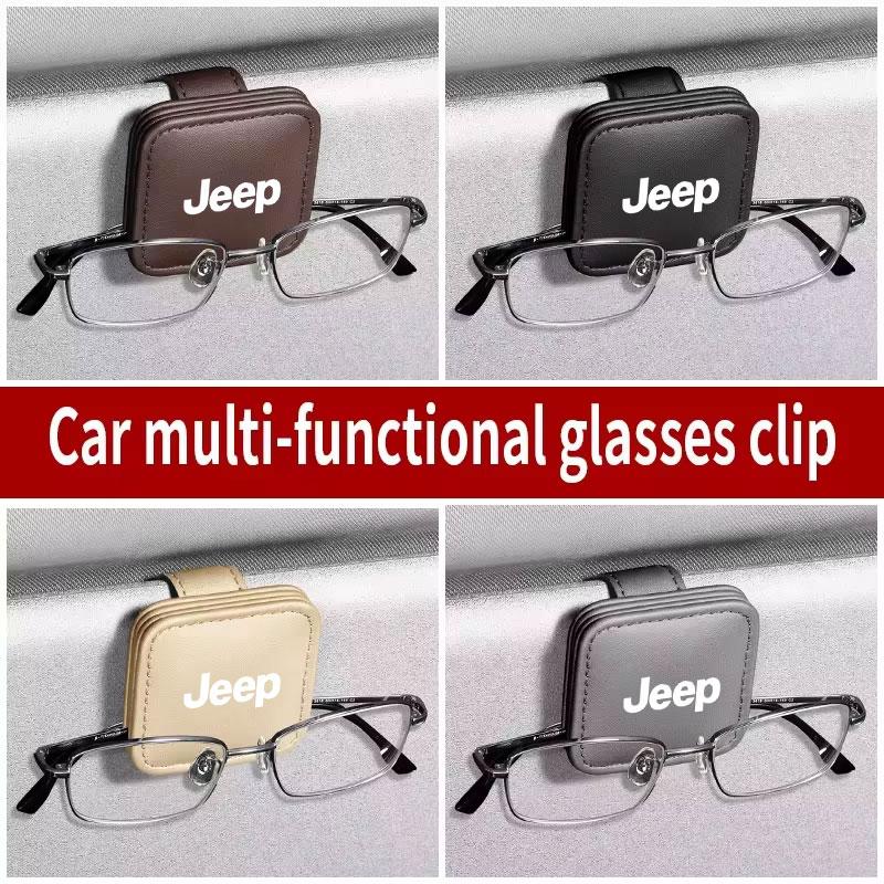 Car Sunglasses Holder Eyeglasses Hanger Sun Visor Glasses Clip For Jeep Grand Cherokee Wrangler JK Gladiator Compass Renegade