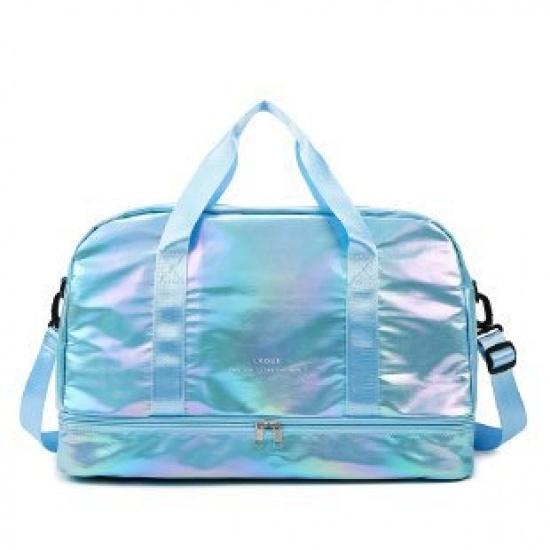Pearlescent sports and fitness bag, travel bag, large-capacity colorful short-trip luggage bag, yoga bag