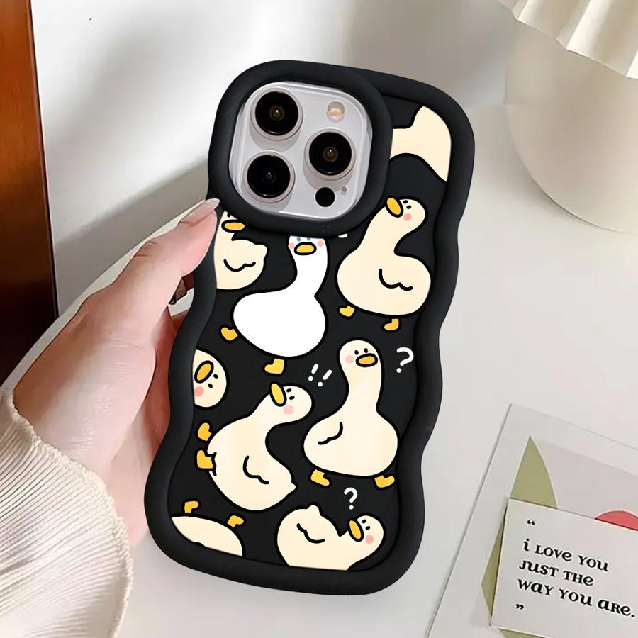 Cartoon Dinosaur Goose Soft Phone Cover Case for iPhone 13 17 Air 14 12 8 XR 15 Plus 11 16 Pro Max