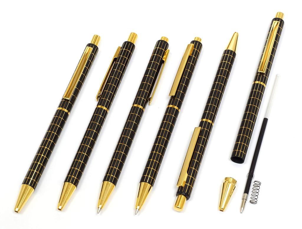 Slim Cowhide Pencil Case Red Brown Standard Size Metal Straight Knock Double Anodized Black Lattice Ballpoint Black Set, Pen, ASCR-NQ25KB-B