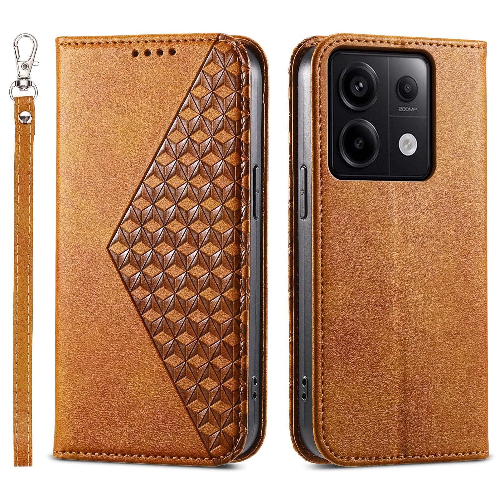 

Для Xiaomi Redmi Note 13 Pro 5G/Poco X6 5G Чехол Кошелек Магнитная Кожаная Обложка Ромбовидный Узор F