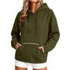 Felpa da donna con cappuccio, manica lunga, bottoni frontali, tasca, colore, per uso casual quotidiano