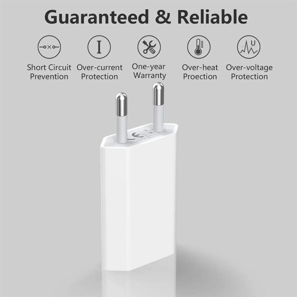 2Pcs 5V 1A USB Charger Travel Wall Charging Head Phone Adapter Portable EU Plug For Mobile Phone XS Max