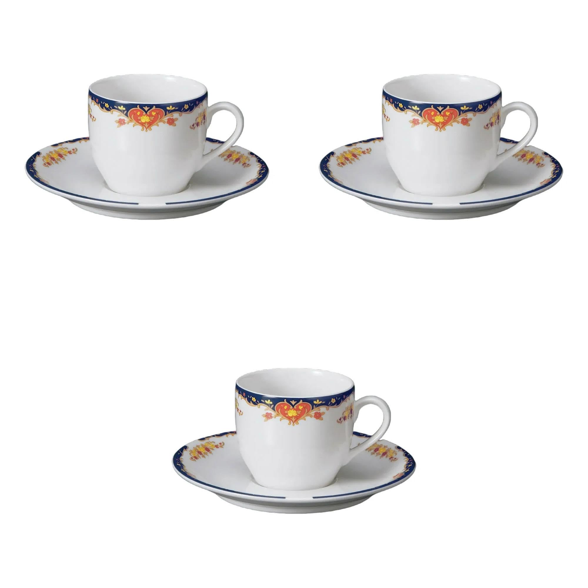 

Set of 3 Arabesque Blue Coffee Cups and Saucers x x cm Reinforced Porcelain Cups and Saucers by Setomonohonpo [10 7.6 6.5 (190cc)] синий