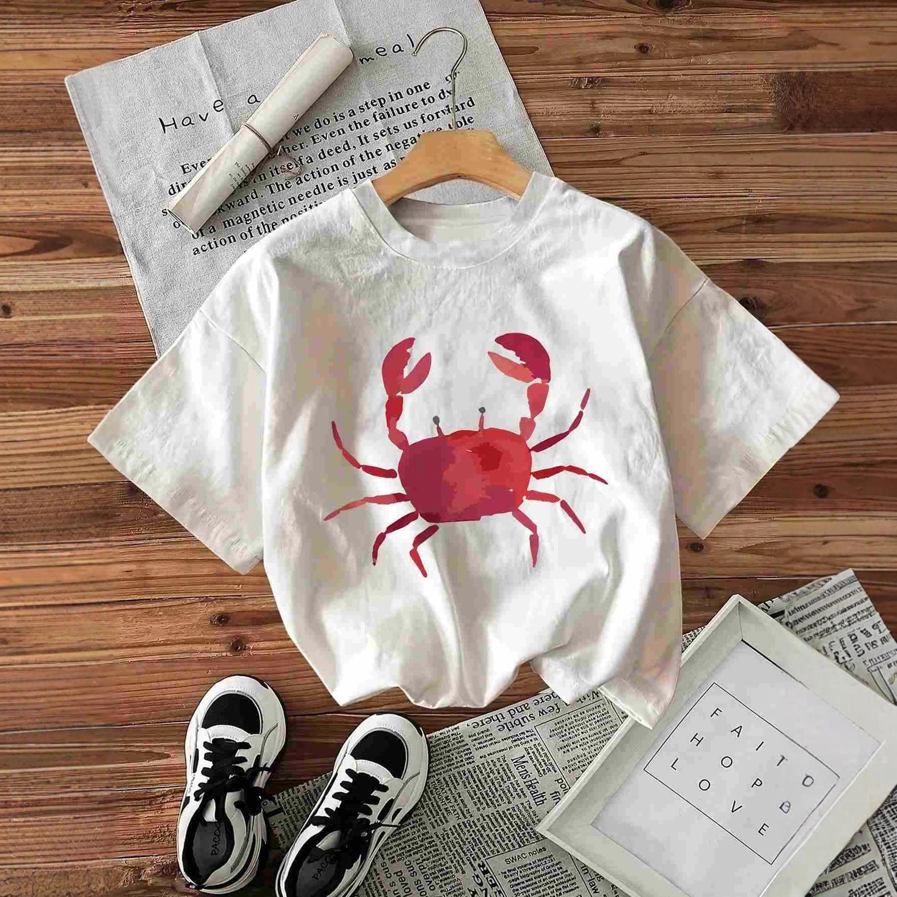 Самая продаваемая женская повседневная летняя футболка с принтом американского красного краба S