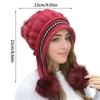 Weiche Winterwarme Pelzmütze Fleecegefütterte Ohrenklappenmütze für Damen Gestrickte Beanie Lässige Slouchy Dicke Thermomütze für Kaltes Wetter