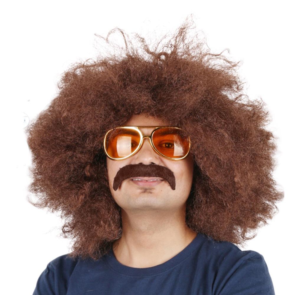 70s Disco Brown Afro Cosplay Wig, Heat Resistant Synthetic Hair for Halloween Party Costume