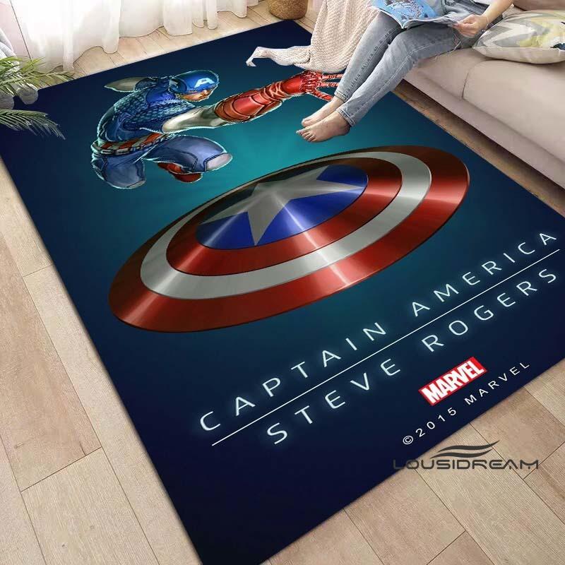 Captain America Cartoon-Themed Rug — Living Room Home Décor, Bedroom, Sofa & Doormat Accent, Children's Rug, Non-Slip Mat