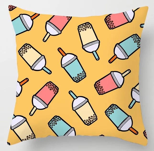Yellow Pattern Pillowcase Office Living Room Home Pillowcase Car Ornaments