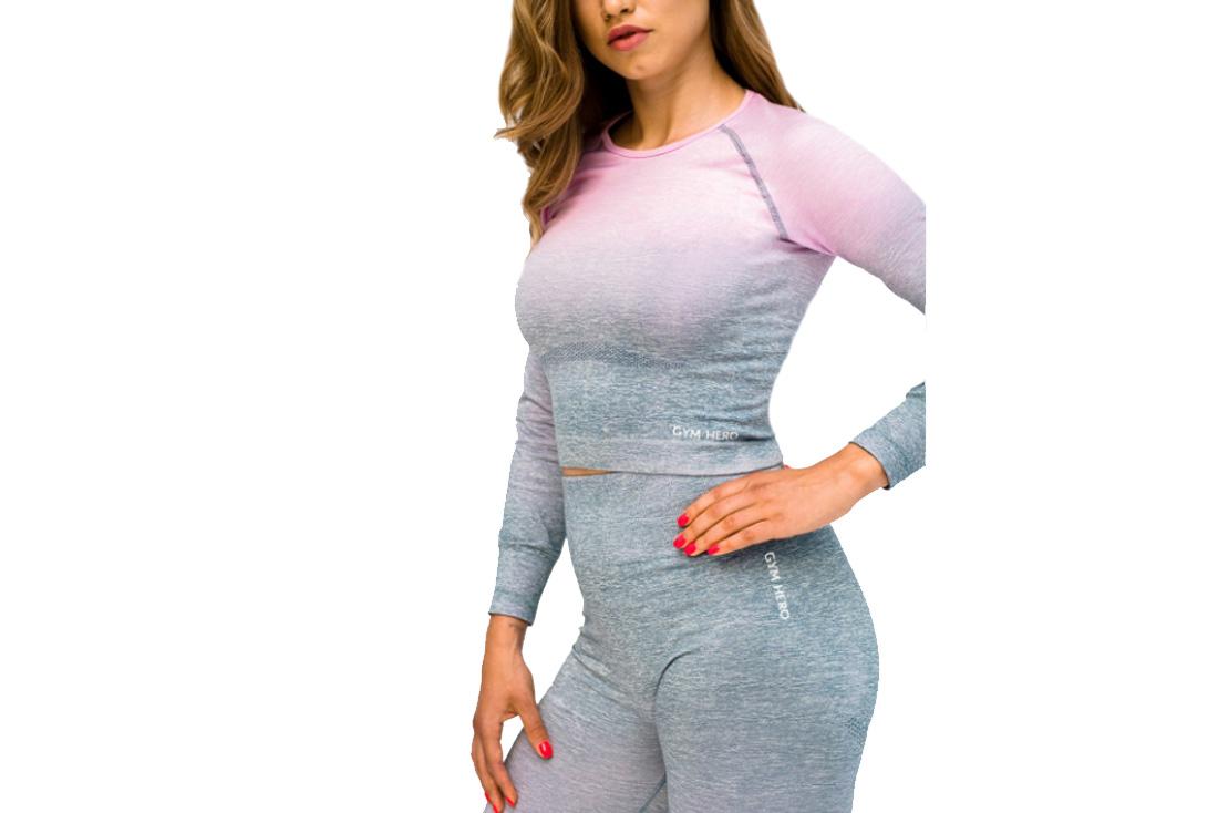 GymHero Ombre Rushguard Longsleeve, Femme rose Manches longues M rose