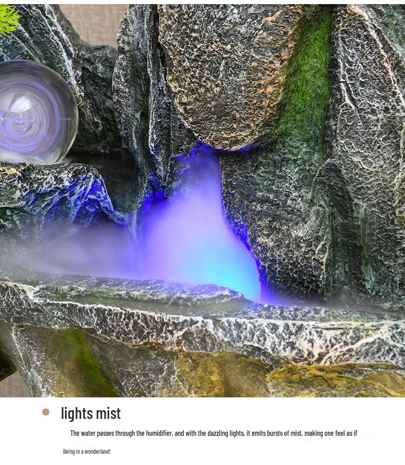 Large Feng Shui Rockery Water Fountain with Wheel for Living Room and Villa Décor