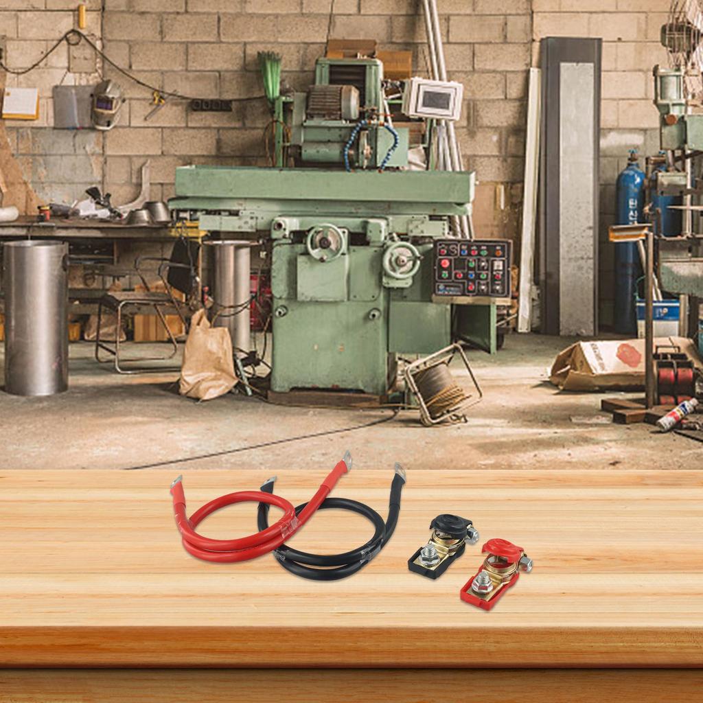 Complete Set of 2 Battery Cables with M8 Connectors 50cm Length 16mm2 5AWG for 12V For Car and Solar Batteries