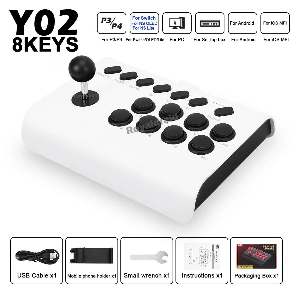 Y02 Arcade Joystick for PS4/PS3/Xbox One/Switch OLED/Android/iOS Wired Wireless Street Fighter Controller W Macro/Turbo Function