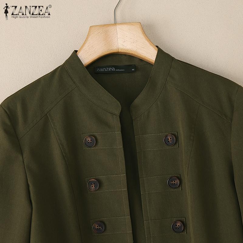 ZANZEA Womens Casual Solid Color Long Sleeve Cardigan Blouse