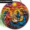 Wooden Christ Decor Wood Round Sign -The Birth of Jesus, The Sculptural Style of Gorgeous Colors -for Door, Wall, Home, Room, Farmhouse, Street, Shop