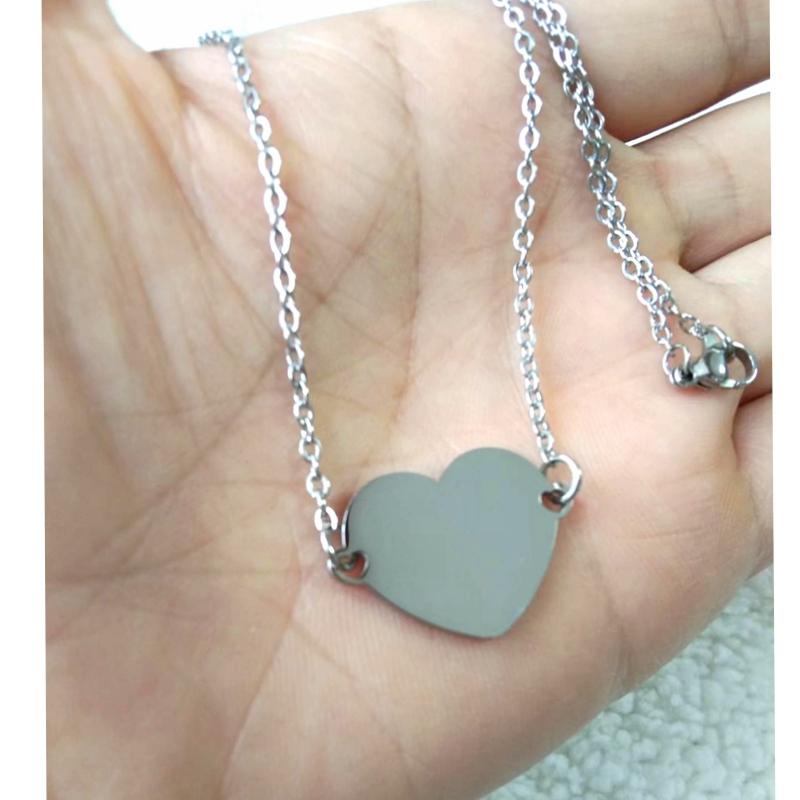 10Pcs/Lot 17x25mm Stainless Steel Mirror Polish Heart Blank Pendant DIY Necklace Kit for Women