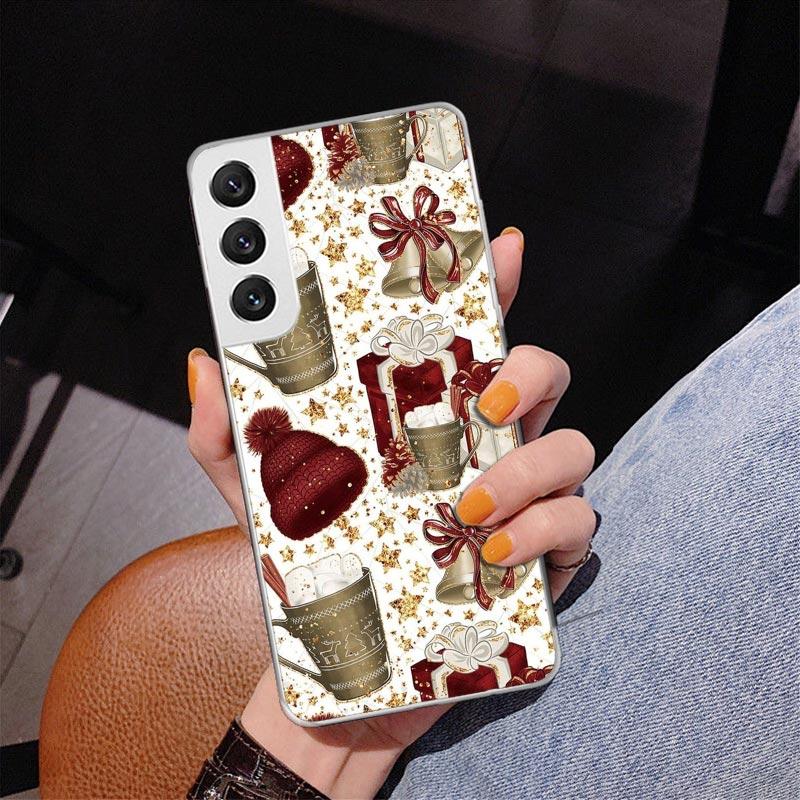 Winter Coffee Christmas Phone Case For Samsung Galaxy S24 S25 Edge S26 Ultra S23 S22 S21 Plus S20 FE + Personalized Print Cover