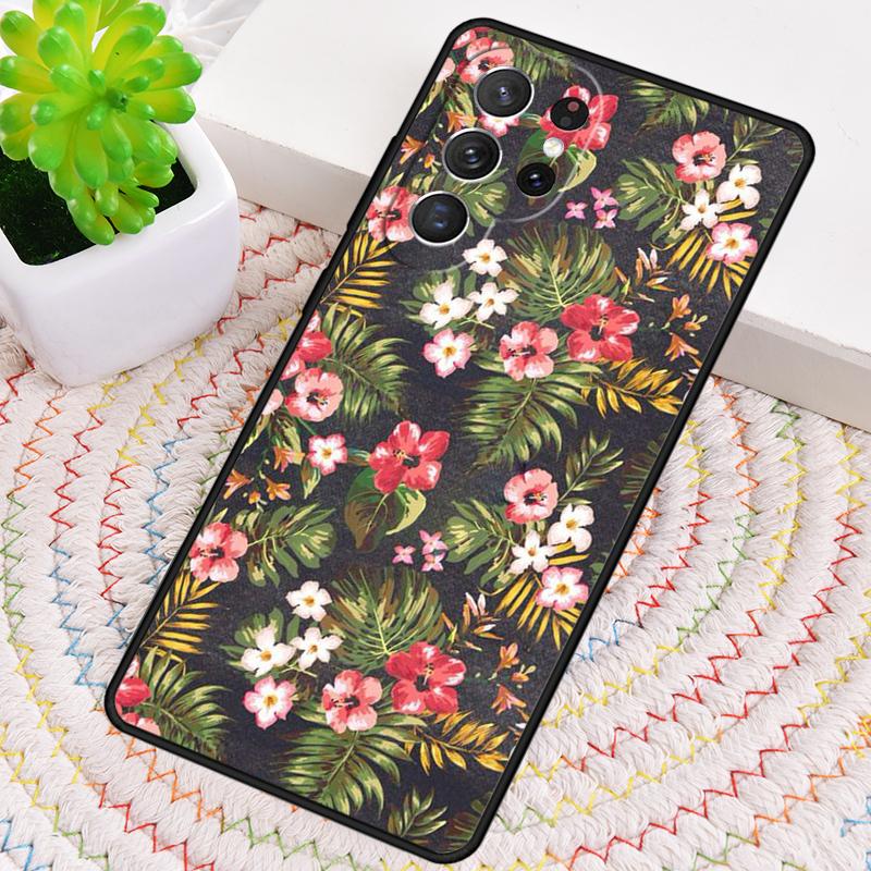 Retro Tropical Floral Flowers Phone Case For Samsung Galaxy Note 10 Pro S26 S25 S24 S23 S22 Ultra Plus S21 FE S20 Cover