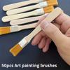 50Pcs-Nylon Brushes, Short Wooden Handle Art Paint Brushes, Watercolor Brushes, Wall Brushes, Art Brushes, Cleaning Tools