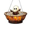 Halloween Reading Ghost Hanging Sign Wooden Bathing Cartoon Ghost Round Sign Indoor Outdoor Porch Door Hanger Wall Hanging Decoration