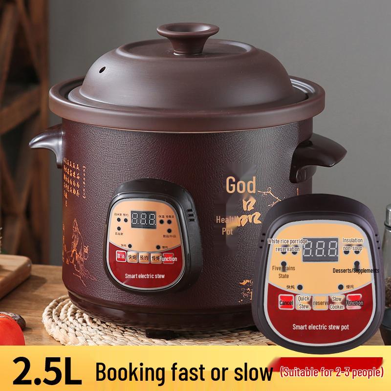 In Stock Fully Automatic Electric Stew Pot: 2.5-6L Ceramic Multi-functional Clay Pot for Soups, Porridge, and Health Cooking