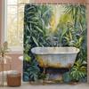 Flower Butterfly In the Bathtub Shower Curtain, Bathroom Decorative Shower Curtain, Waterproof Shower Curtain with Hooks