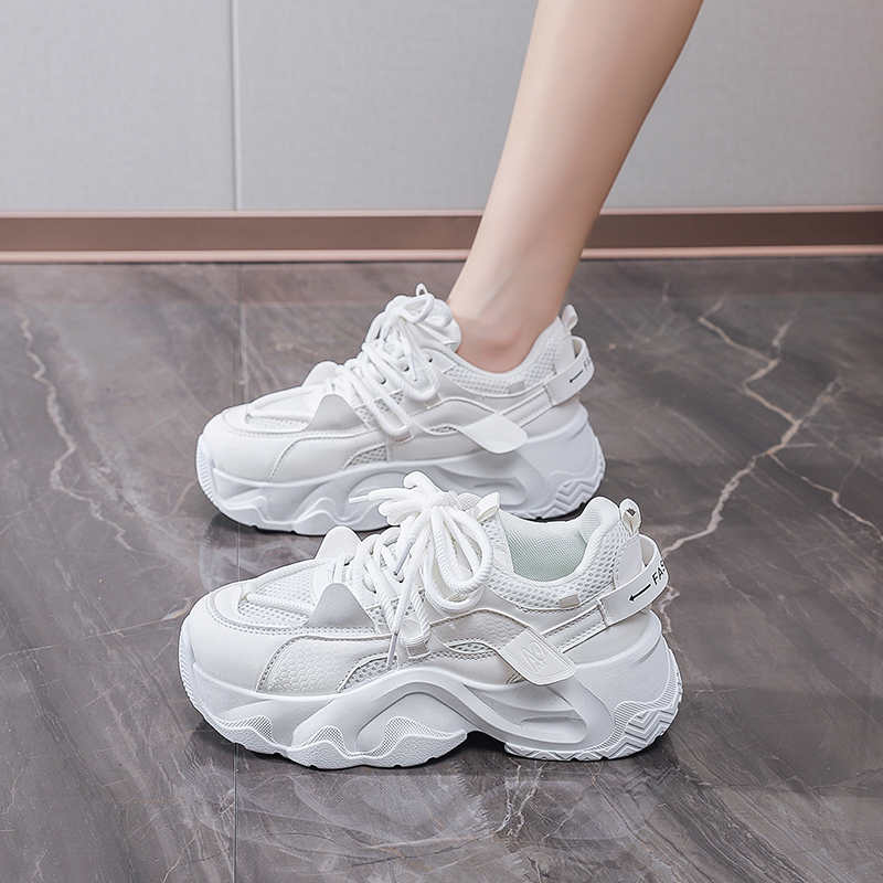 Fashion Thick Heel Round Toe Sneakers Shoes Women Woven Women's Shoes Size 35 Low Boots Woman Sport Newest High Tech Sapatos