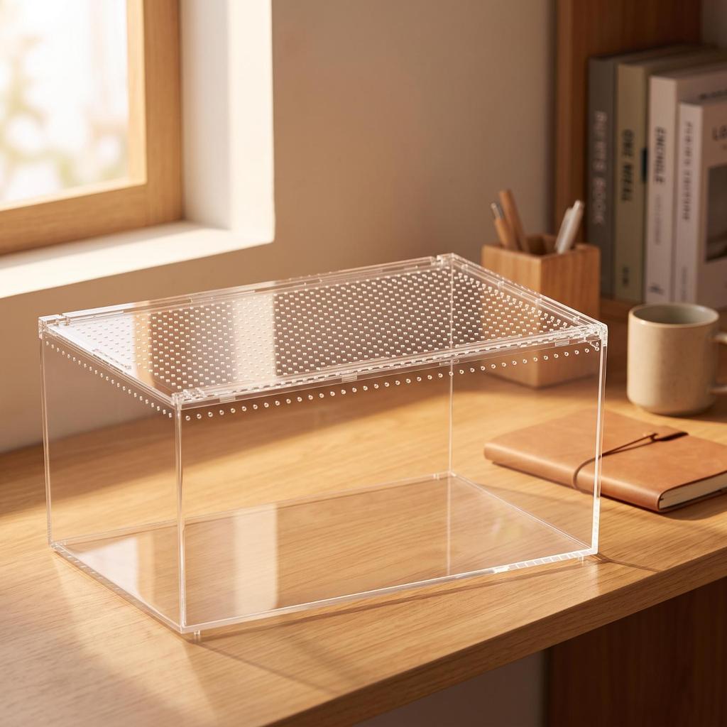 Transparent Reptile Terrarium | Ventilated Top Panel, Enclosure, for