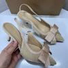 Fashion Butterfly-knot Pointed Toe Brand Ladies Mules Pumps Fashion Elegant Slingback Dress Shoes High Heels Party Bridal Women Footwear