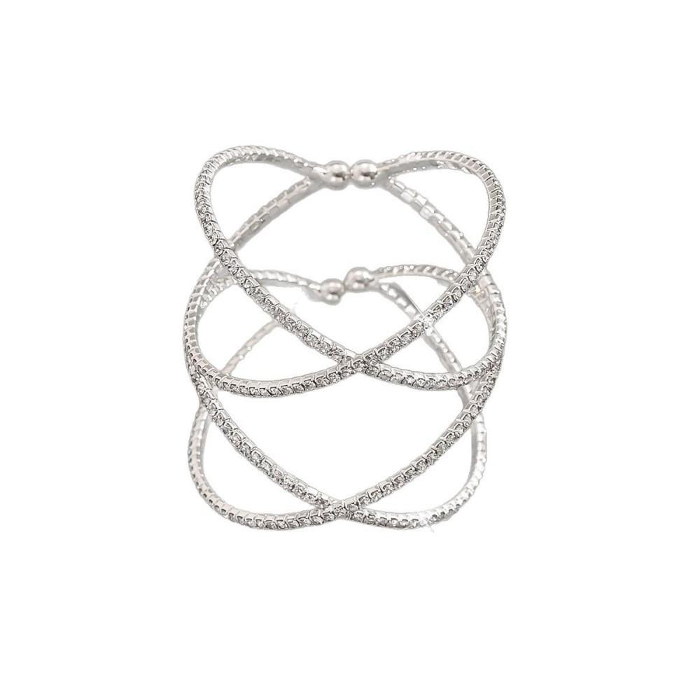 

Minimalist Multilayer Bracelet Silver-plated Charm Bracelet Rhinestone Cuff Bracelet Evening Party