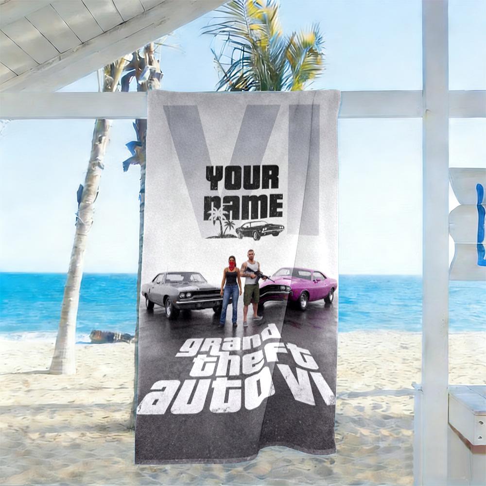 Gta Customized Name Beach Towel Quick-Dry Soft Microfiber Suitable for Sports Travel Swimming Yoga Bathroom Beach And Pool