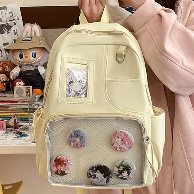 Japanische Ba Chi Schmerzbeutel Zweidimensionale Mädchen Einfacher Rucksack Große Kapazität Einfarbige Campus Schultasche Rucksack für Studentinnen