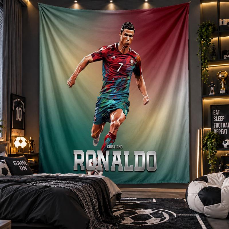 Duvara Asılan Goblen Cristiano Ronaldo Baskılı Kumaş Oturma Odası Yatak Odası Ev Dekorasyonu İçin