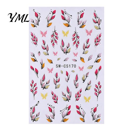 Leaf Pattern Nail Art Autumn Stickers, Waterproof Fall Maple Leaves Manicure Decorations Decals, Self-Adhesive Stickers for Women and Girls Decals