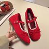 Herbst zarte Schleife Mary Jane Einzel-Schuhe neue weiche Sohle Ballettschuhe Französische Freizeitschuhe