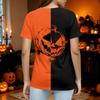 Women Casual Halloween Graphic T Shirt Short Sleeve Top Pumpkin Face Print Split Design Lightweight Comfortable Fit