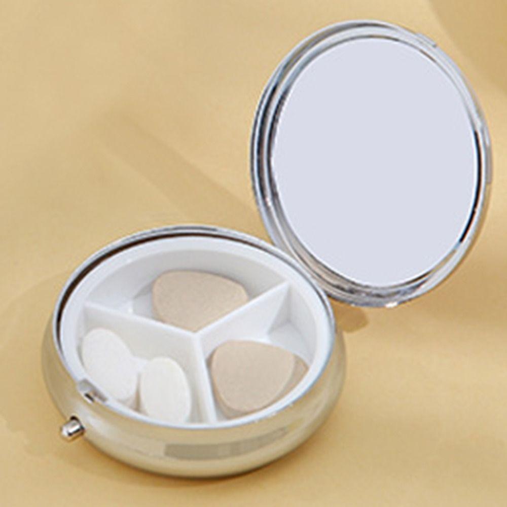 Metal/Plastic Folding Pill Boxes Stainless Steel Drugs Box Waterproof Cosmetic Mirror  Travel