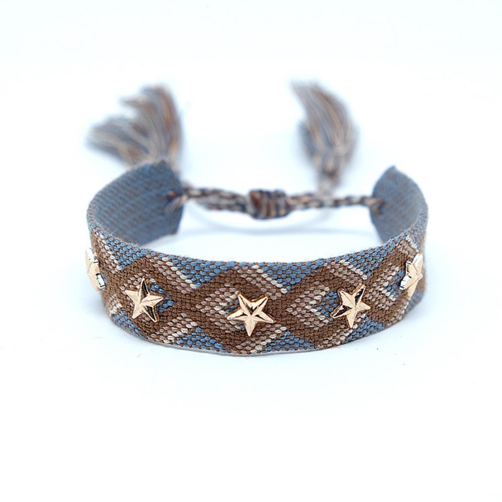 

Polyester Handcrafted Bracelet With Woven Tassel Star/Heart Accent Bohemian Wristband Tassel Detail Fashion Accessory