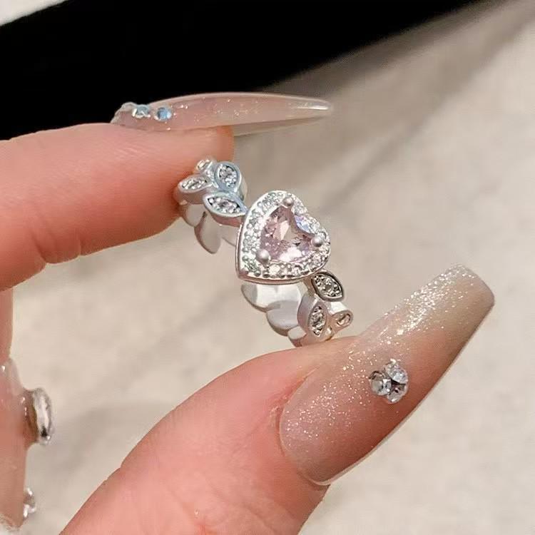 

Heart Zircon Light Luxury Stackable Rings Adjustable Open Size