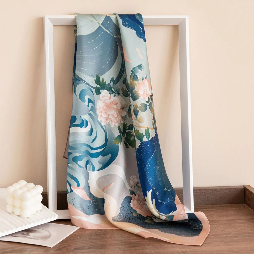 100% Mulberry Silk Scarf  Four Seasons Versatile Premium Printed Shawl