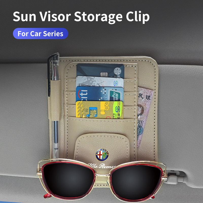 Car Sun Visor Card Holder Multi-Slot For Alfa Romeo Giulietta 159 147 156 166 Mito Giulia GT Stelvio Tonale Sjh899