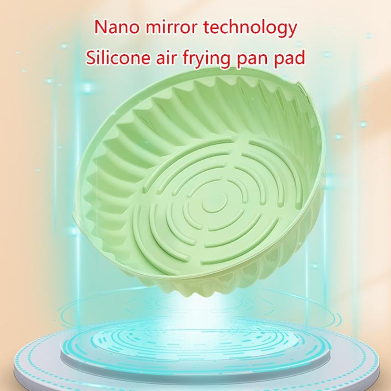 Air Fryer Reusable Pot Silicone Easy To Clean Oven Baking Tray Round Liners with Gloves Kitchen Air Fryer Accessory