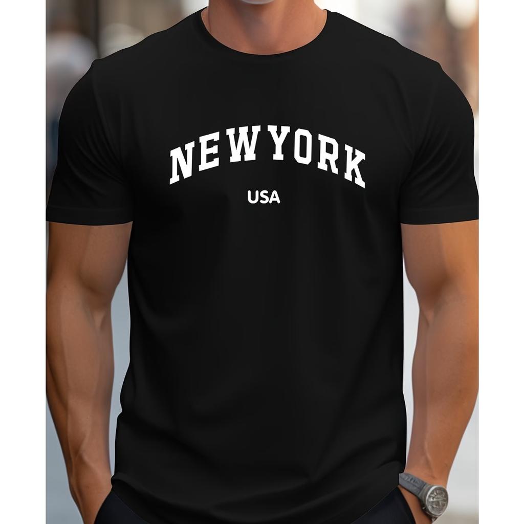 UnisexS Fashion TShirt Casual NEW YORK USA Pattern Print Regular Short Sleeve TShirt Comfortable and Versatile TShirt