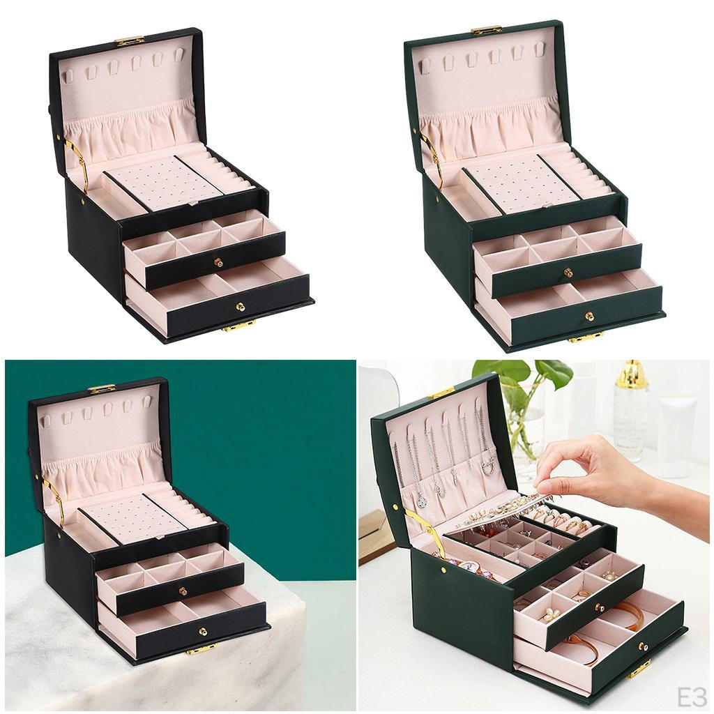 3 Layer Jewelry Box Removable Dividers Case 36 Ear Studs Waterproof
