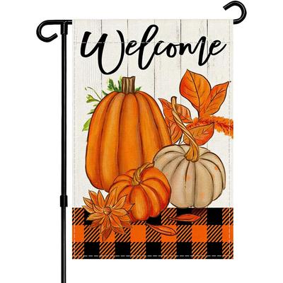 Fall Pumpkin Welcome Garden Flag, Double Sided, , Autumn Harvest Outdoor Decoration