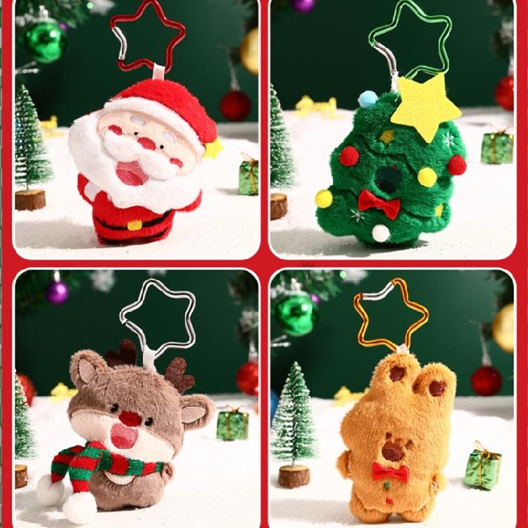 Lovely Santa Soft Plush Cartoon Christmas Tree Keychain for Bags and Keys Keyring Adorable Charm Birthday Gifts